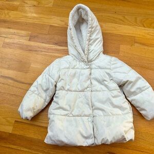 Jessica Simpson Cream Colored Winter Snow Puffer Jacket Coat w/ Hood - 24 Months